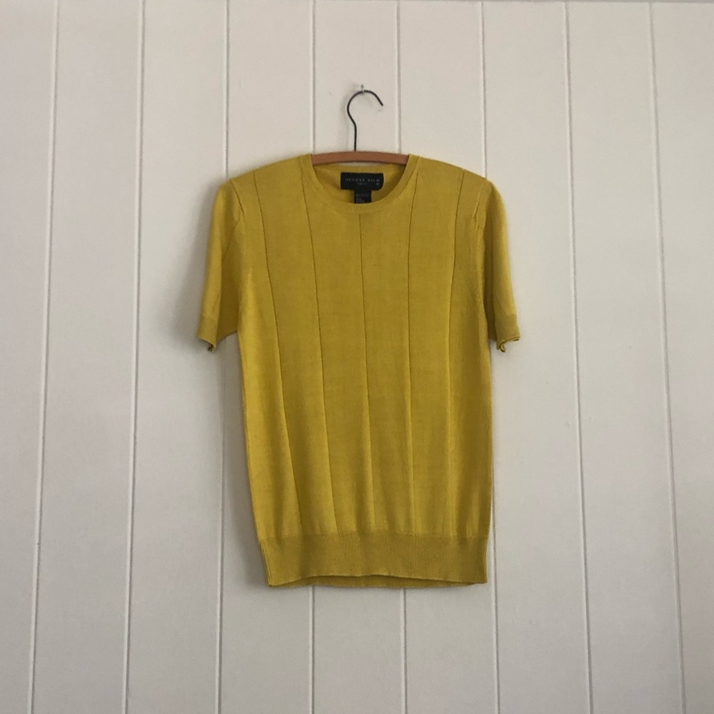 Silk rib-knit crew top